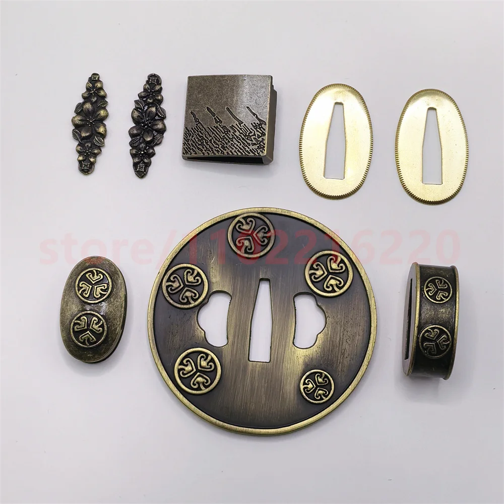 

Изысканная защита для рук Tsuba, сплав Fuchi Kashira Menuki Habaki, латунь Seppa для Японии, японский самурай, катана, меч, фитинги