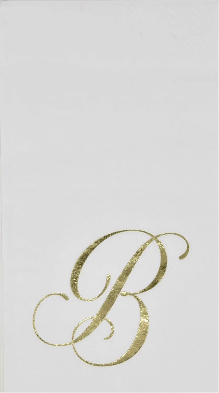 

Elegant Gold Monogram B Disposable Paper Napkins for Wedding Holiday Baby Shower Bathroom Decorative Towels