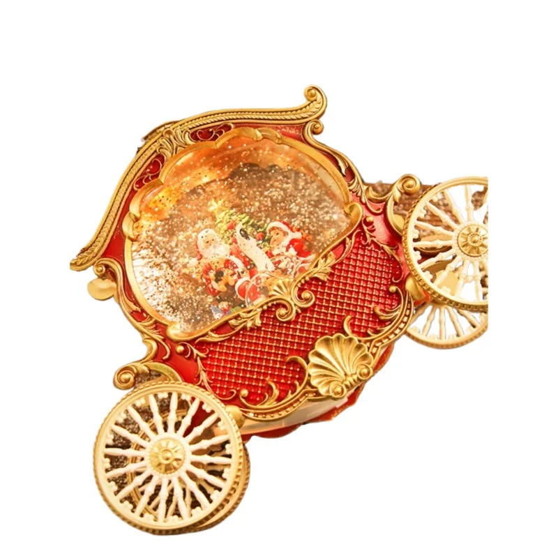 Christmas carriage old man music box, crystal ball falling snow, gift music box