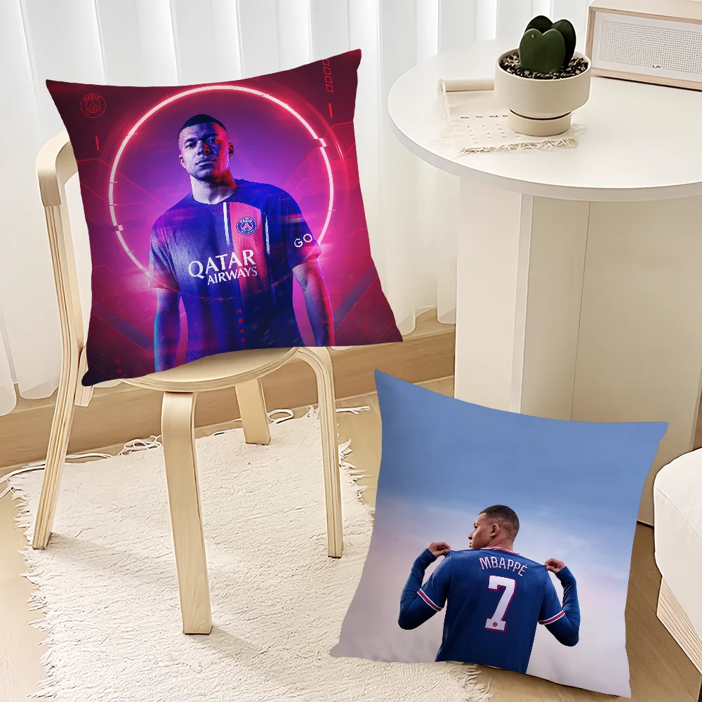 Soccer Star Pillow Case Sofa Living Room Headboard Bedroom Backrest Cushion Square Cushion K-Kylian Cool M-Mbappes Nap Time