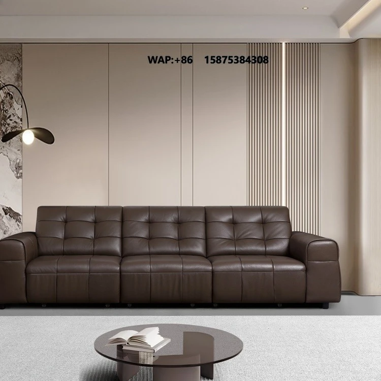 Italian Leather Electric Multi-functional Sofa Bed Modern Simple Living Room Dual-use Intelligent Voice Retractable Sofa
