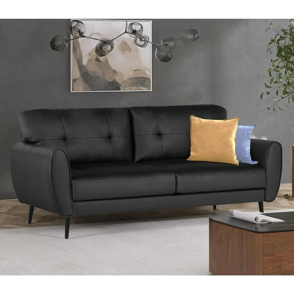 Loveseat-Sofa für Wohnzimmer, Mini-Couch aus der Mitte des Jahrhunderts, Love-Seat-Möbel aus getuftetem Leder, bequemes Büro