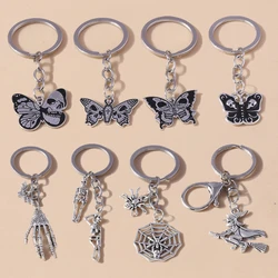 Creative Skull Butterfly Keychain Metal Punk Bat Key Ring Pendants for Car Key Holder Handbag Decor Charms Jewelry Gifts