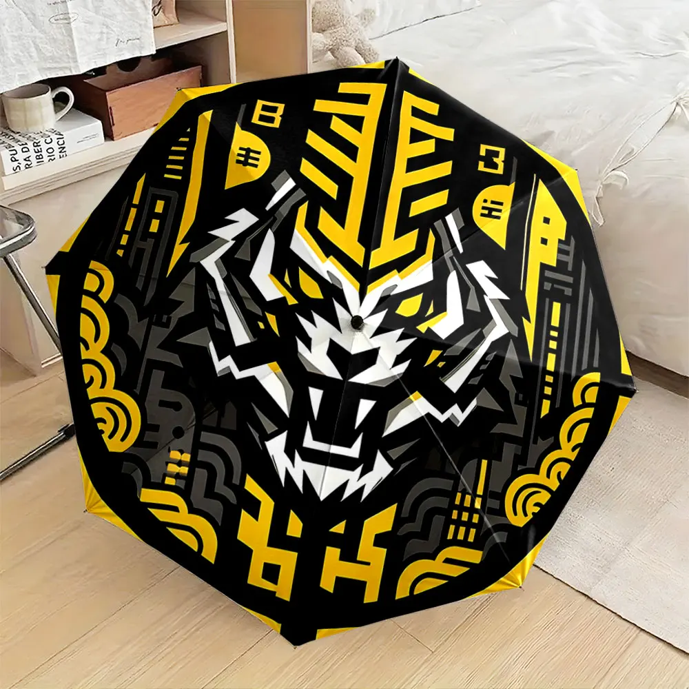 1PC "Bold Geometric Tiger Pattern Umbrella Print 8 Iron Ribs Folding Umbrella Auto-Open Fashion Sunshade