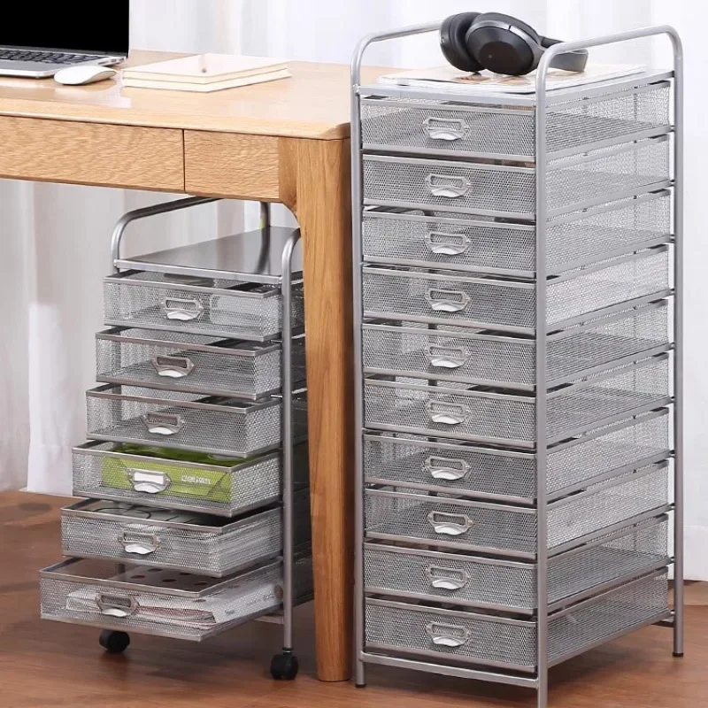 Metal File Frame, Trolley Under Desk A3 with Drawers, Office Data Storage Cabinet A4 Multi-layer Organizer Cart Multi-purpose