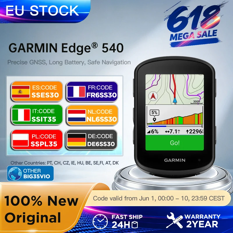 Computadora para Ciclismo Garmin Edge 540 Estándar, GNSS Multibanda, 42 Horas de Duración de Batería, ClimbPro, Navegación para MTB y Carretera, Planes de Entrenamiento, Notificaciones Inteligentes