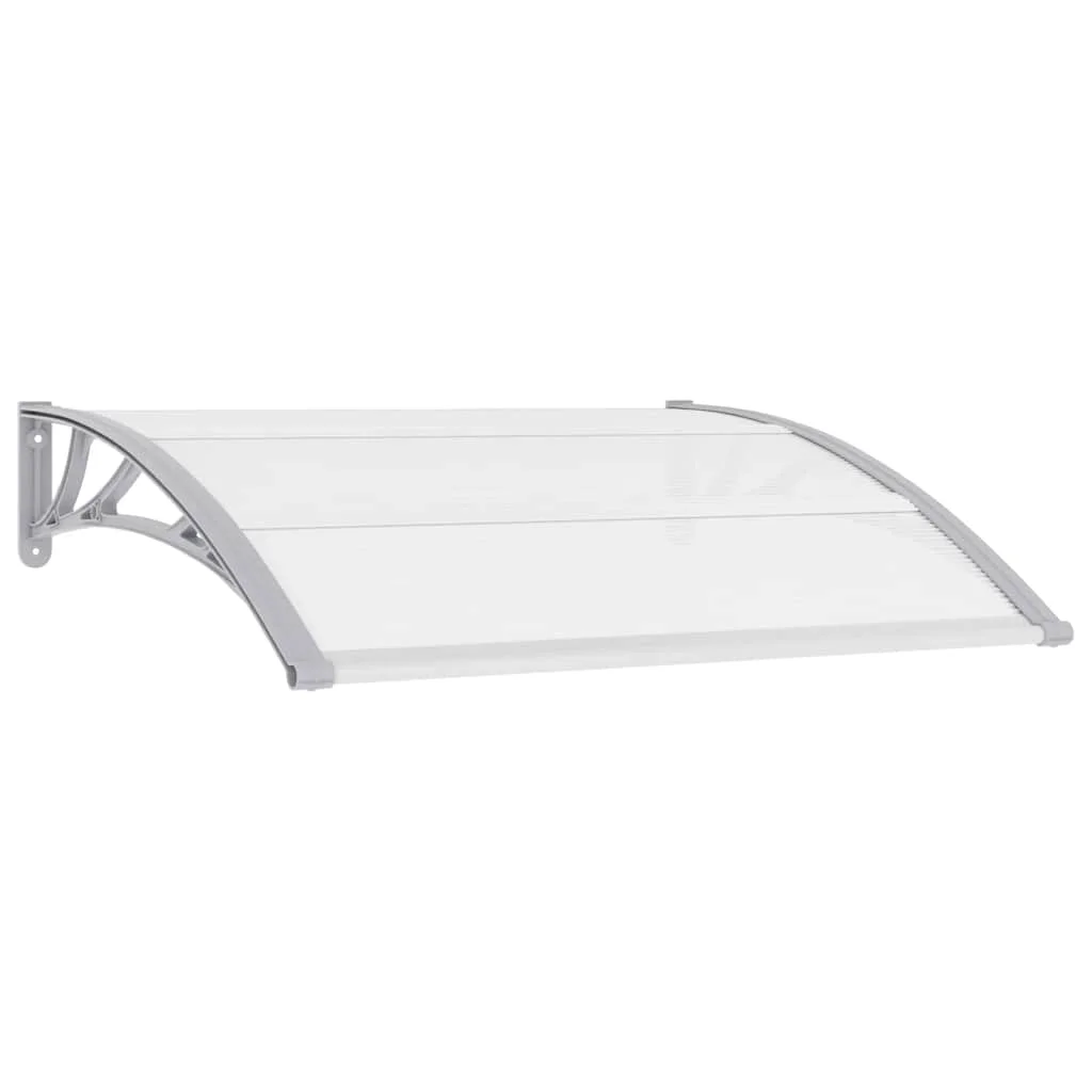 Graue und transparente Türüberdachung 120 x 75 cm aus PC für den Außenbereich, Garten, Balkon, Fenster, Markisen, Terrassendekoration