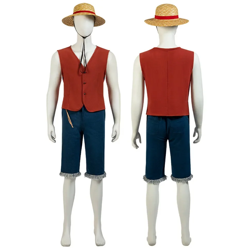 Costume de Cosplay Anime Luffy pour Homme Adulte, Tenue Complète, Uniforme de Carnaval d'Halloween, Déguisement de ix