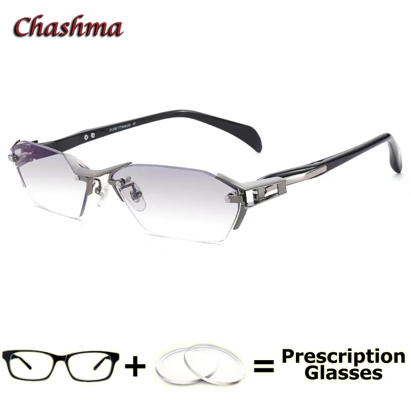 Men Rimless Optical Prescription Glasses Progressive Multifocal Lenses Recipe High End Gentlemen Eyeglass Myopia Glasses