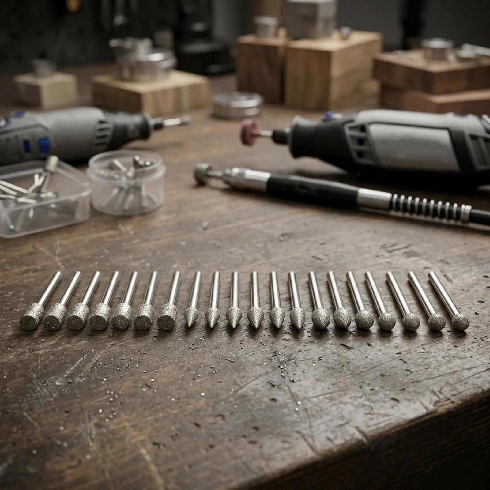 20 Diamond Burr Bits with 3mm Shank for Rotary Tools Used in Detailed Grinding Engraving Polishing and For Carving Work