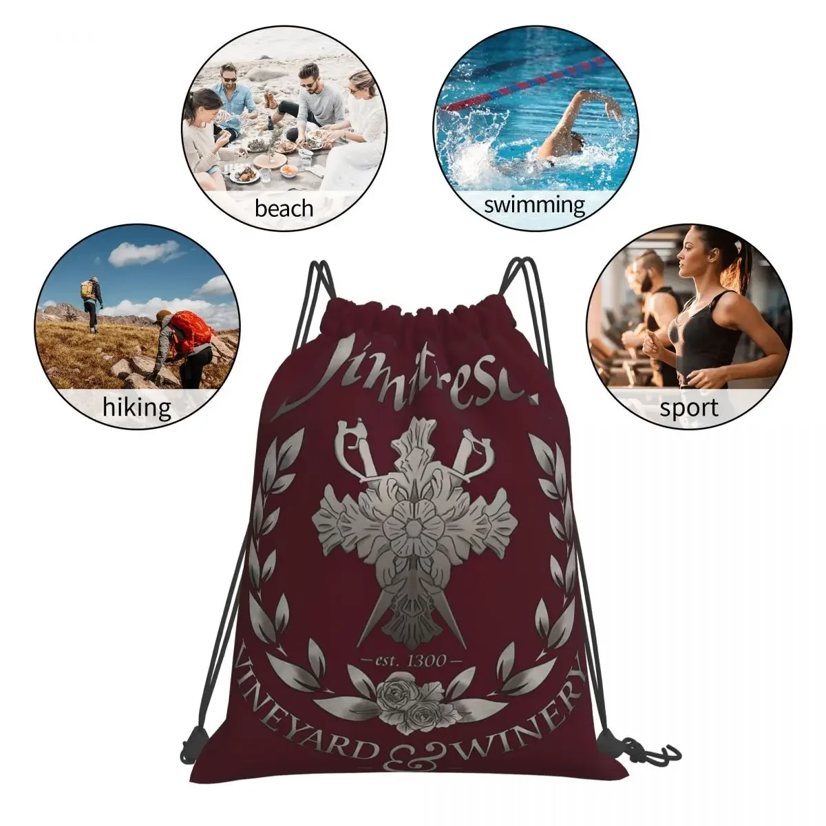 Рюкзаки с логотипом вина Dimitrescu, модные портативные сумки на шнурке, карманные сумки для обуви, сумки для книг, мужские и женские школьные сумки