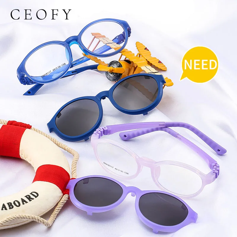 

Ceofy Kids Optical Eyeglasses Frames Magnetic Clip On Polarized Glasses Children Flexible Prescription Frame 19972