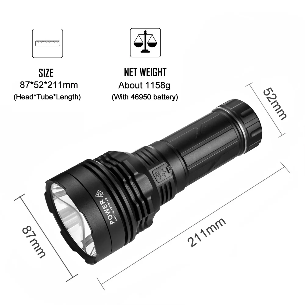 Imagem -05 - Edc Outdoor Camping Lanterna Lanterna Usb c Carga Descarga Tocha Poderosa Sbt90 Lâmpada Led Power 2000m Distância 7000 Lumen