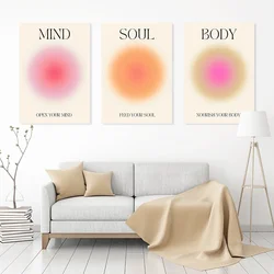 Gradient Inspirational Body Soul Mind Canvas Wall Art Poster Modern Art Canvas Painting for Bedroom Living Room Decor Aesthetic