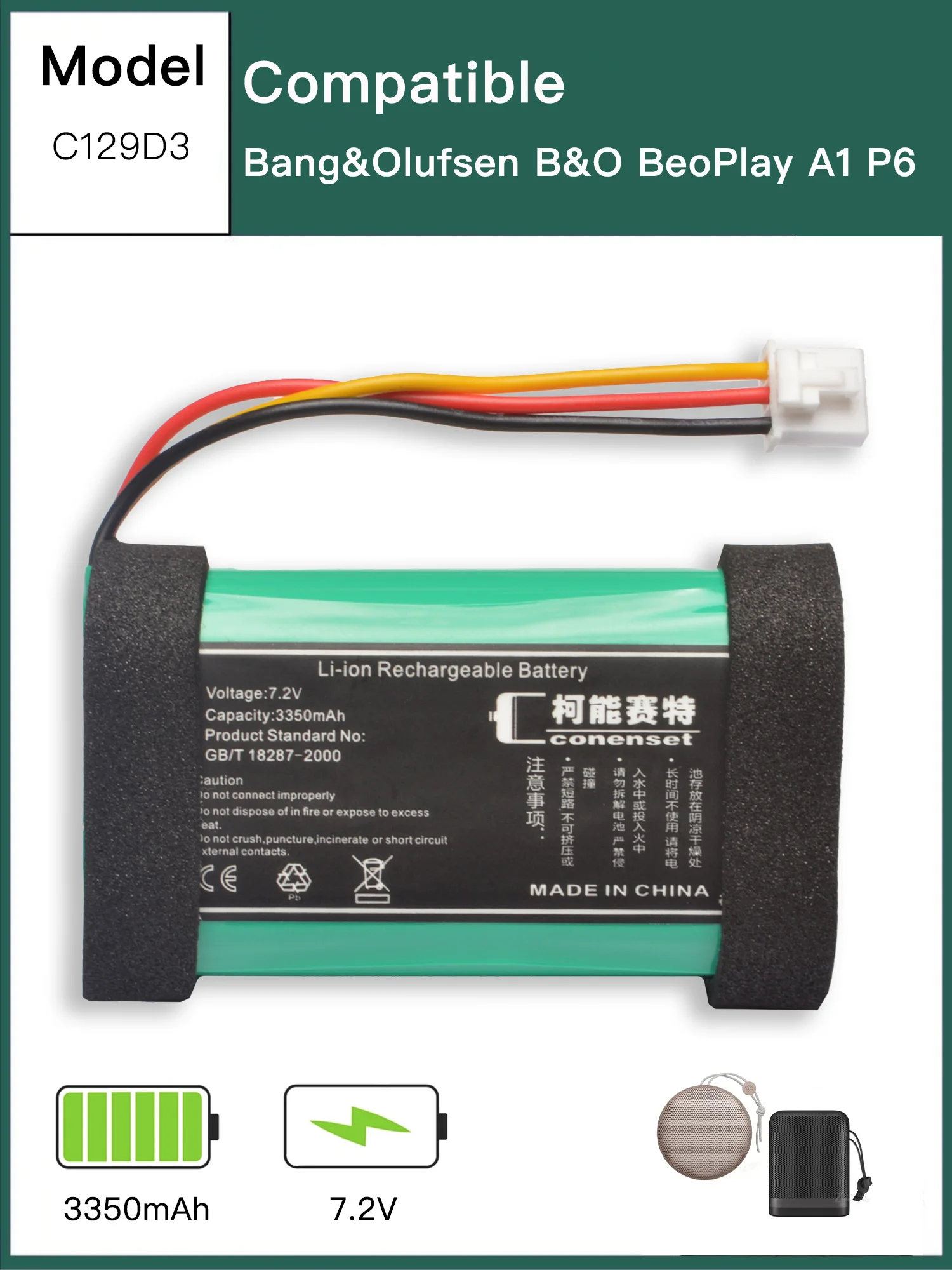 3350mah For Bang&Olufsen B&O BeoPlay A1 P6 Bluetooth Speaker Battery