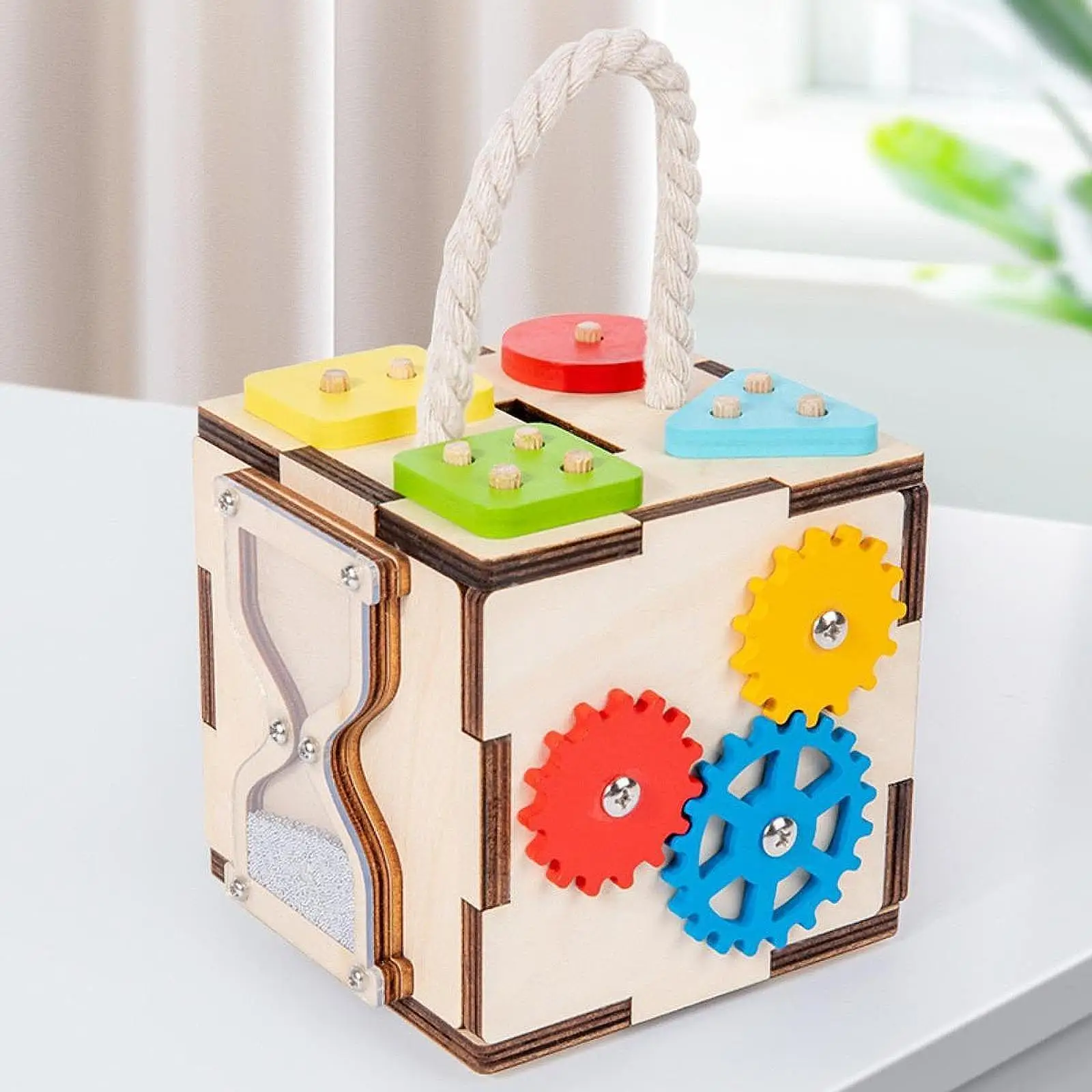 Wooden Activity Cube Learning Toy Skills Toy for First Birthday Gift
