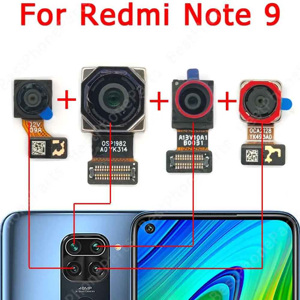 Cámara trasera para Xiaomi Redmi Note 9 Pro 9S 9Pro Note9, módulo de cámara trasera Macro de profundidad ultraancha principal, piezas de repuesto