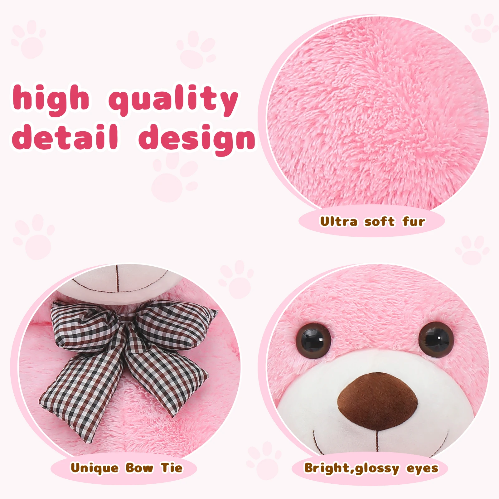 MaoGoLan Giant Pink Teddy Bear 55 inch Life Size Big Bear Large Stuffed Animals for Girlfriend