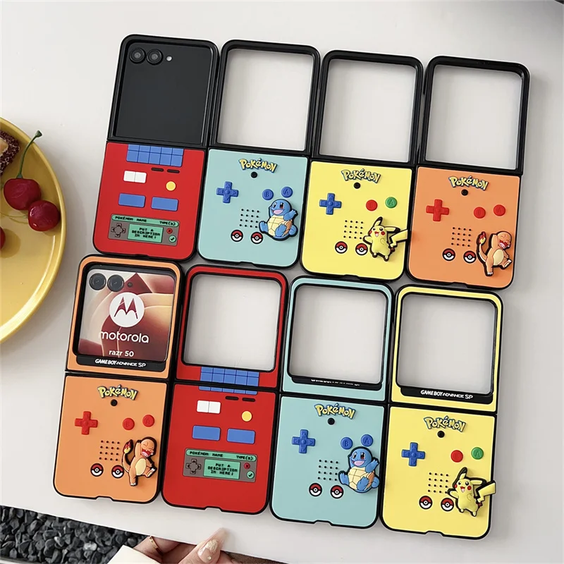 Anime P-Pokemon Case Protect For Motorola moto razr 50 Ultra 50ultra Squirtle Charmander Pika Folding flip games console Cover