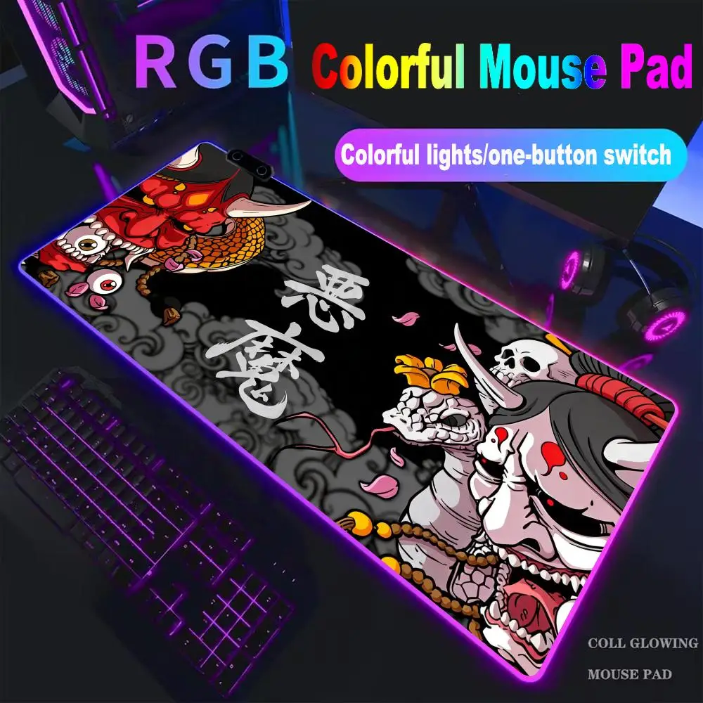 

Игровой коврик для мыши в стиле японского самурая-демона, черный, с изображением призрачного лица, для геймеров, аксессуар для стола, коврик для мыши, коврик-накладка на стол HYB XXC