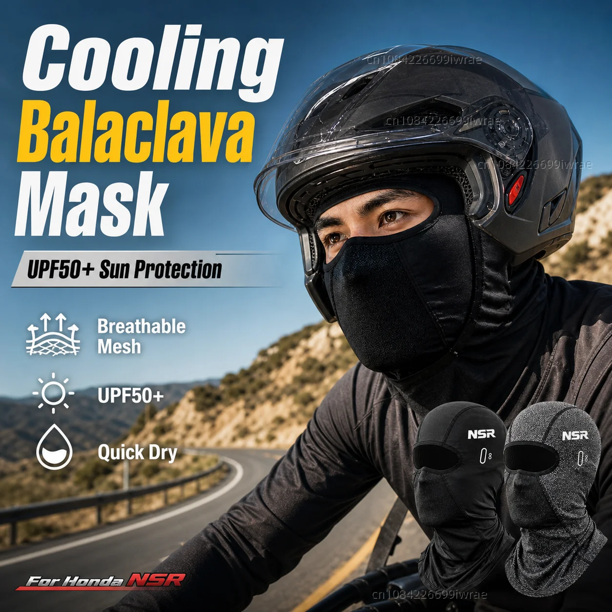 Cooling Motorcycle Balaclava Mask UPF50+ UV Protection Breathable Face Cover Summer For Honda NSR125 NSR 125 250 1988 1994