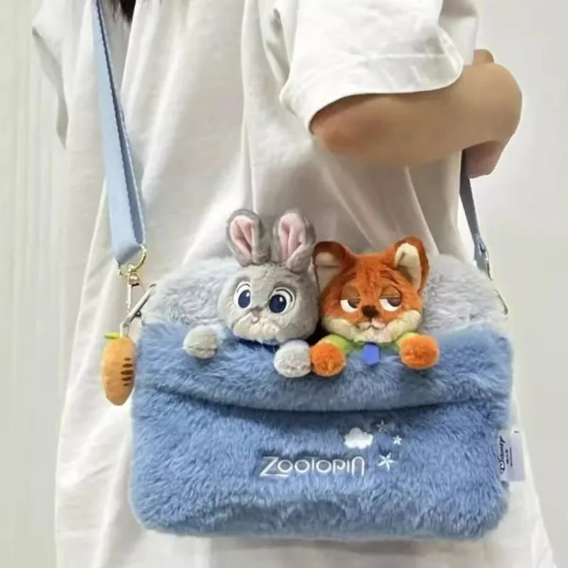 

Kawaii Disney Zootopia Plush Bag Cute Judy Nick Crossbody Plush Handheld Backpack for Cosplay Costumes Accessories Holiday Gift