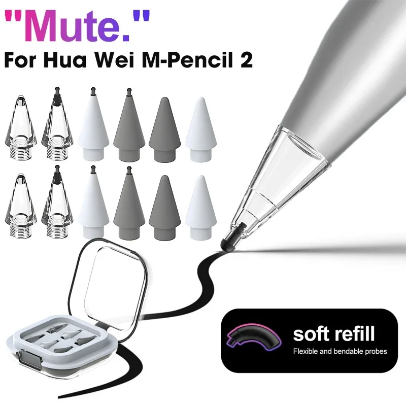 6-2PCS for Huawei M-Pencil 2 3 Generation Replacement Nibs Stylus Touch Pen Tips with Storage Boxs for M-Pencil 2/3 Accessories