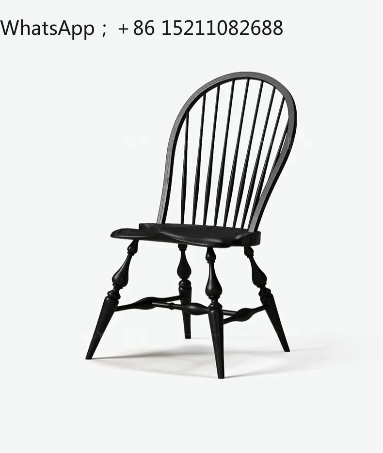 SCY medieval dining chair small apartment bedroom dressing chair black living room high-end all-solid wood dining chair