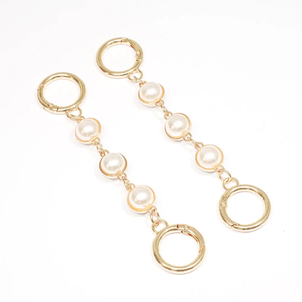2Pcs Detachable Bag Decorative Chain Polished Rust-proof Bag Strap Extension Pearl Butterfly Lightweight Purse Extender Chain