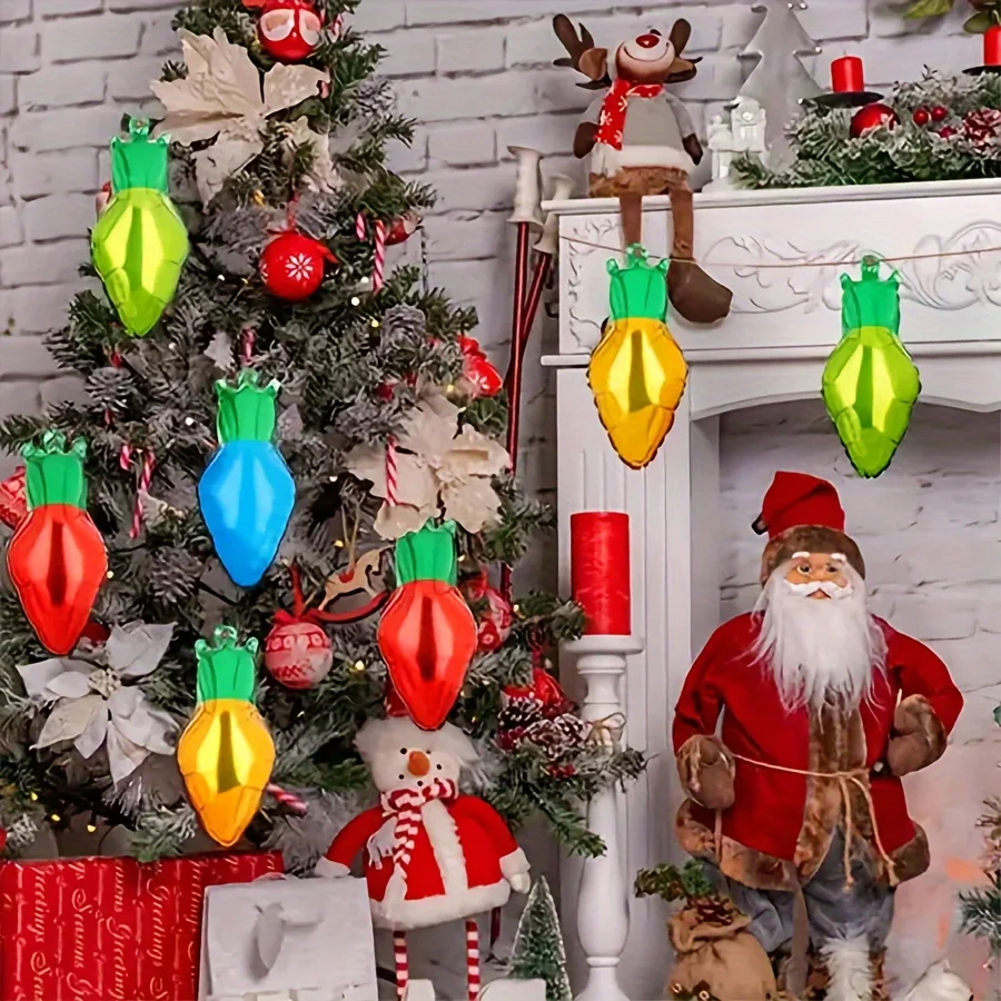 18-teiliges Weihnachts-Glühbirnen-Ballon-Set, bunte Dekorationen aus Aluminiumfolie, Weihnachtsfeierzubehör und festliche Dekorationen