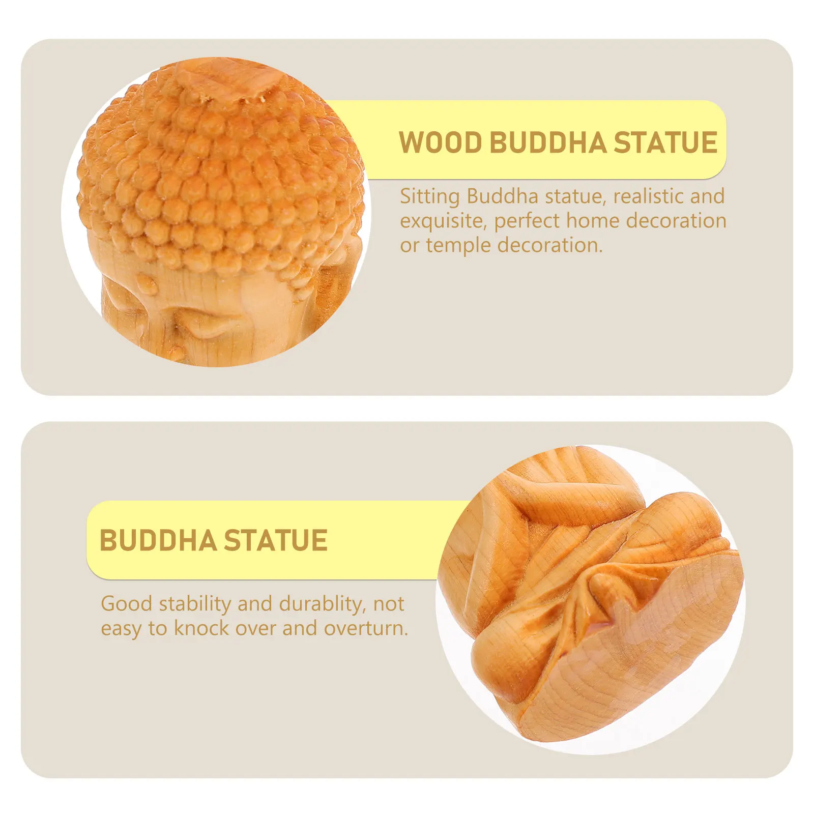 

1pc Small Wood Carving Buddha Statue Sitting Figure Home Office Temple Decoration Feng Shui Ornament Gift Woodcraft