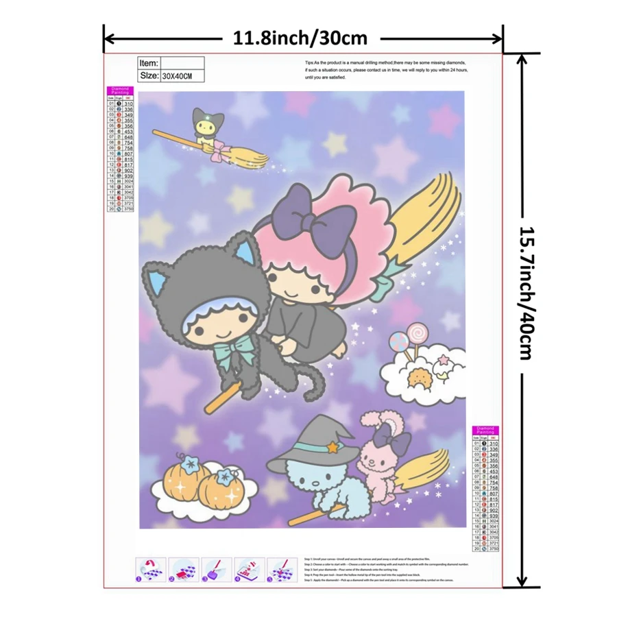 Little Twin Stars Cute Cartoon 5d Diy Diamond Painting Kuromi Mosaic Cross Stitch Handwork Gift Room Decor