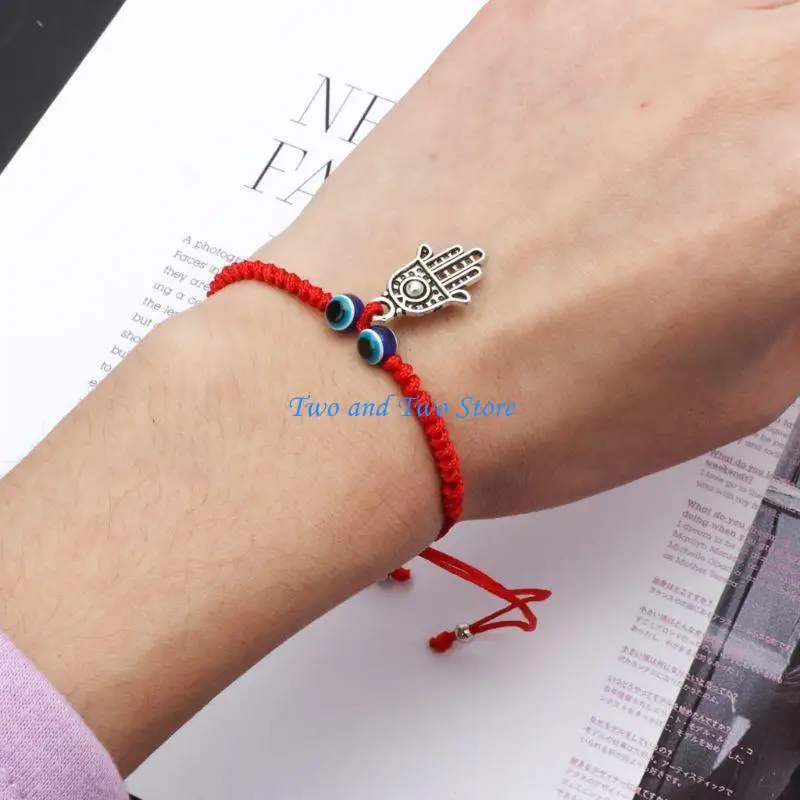 HX6F 5 Styles Fashion Lucky Red String Bracelet Braided Turkish for Evil Eye Red Rope Adjustable Bracelet for Buddhist Prayer