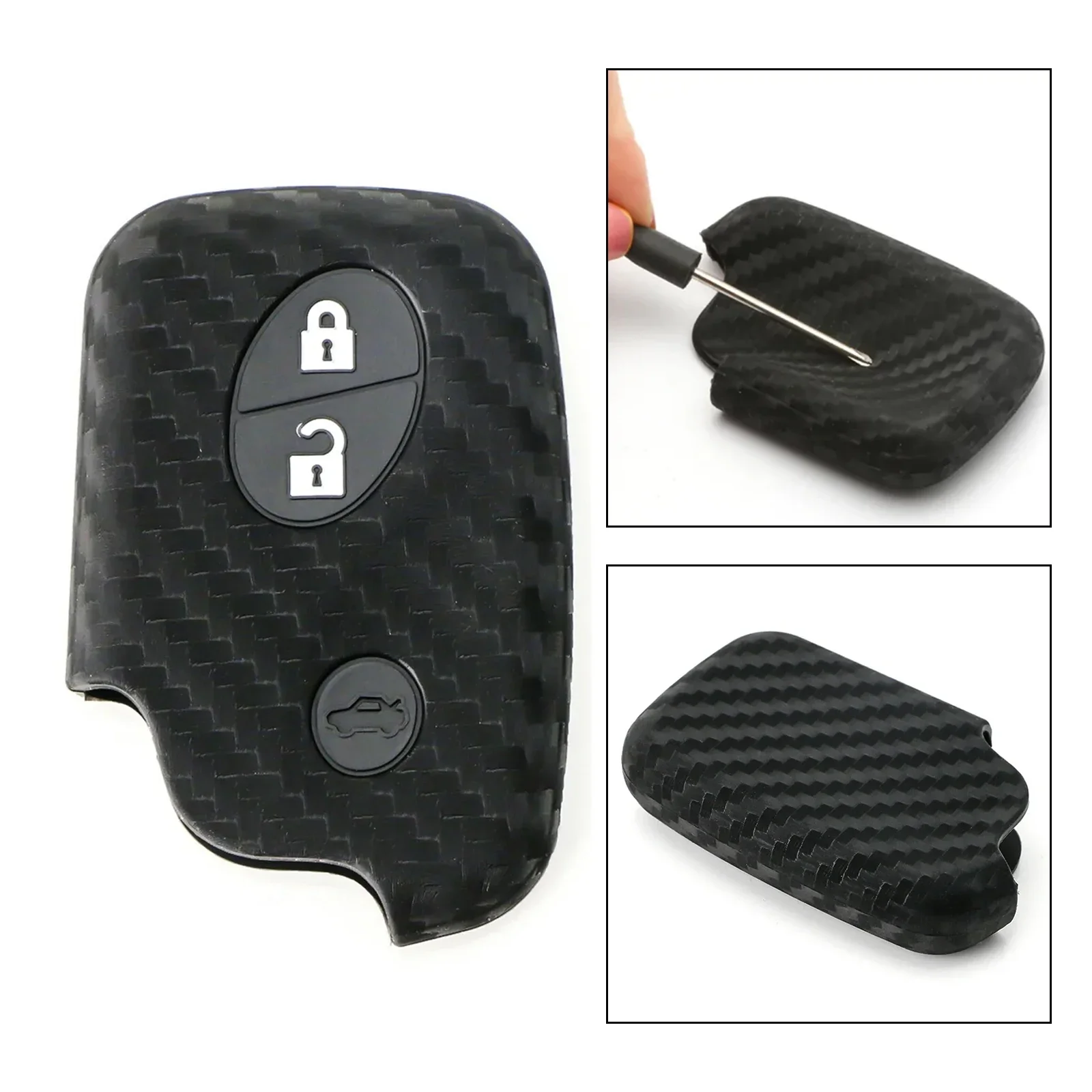 1pc Carbon Fiber Pattern Soft Silicone Intelligent Remote Key Fob Cover Protective Case Shell For Lexus IS ES GS LX 1st Gen