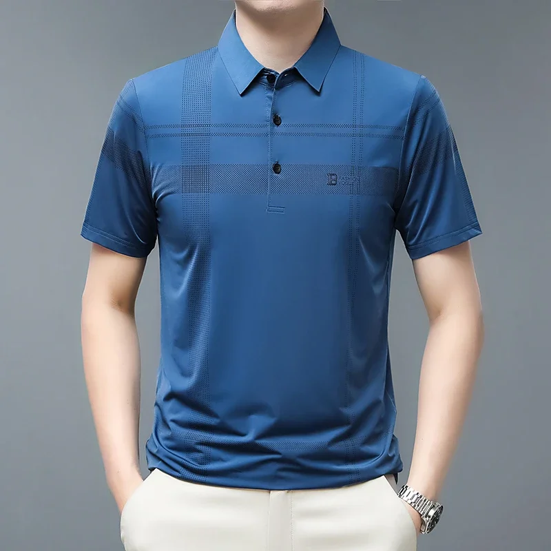 New Men\'s Business Casual POLO Short Sleeved Smooth and Wrinkle Resistant Comfortable Top