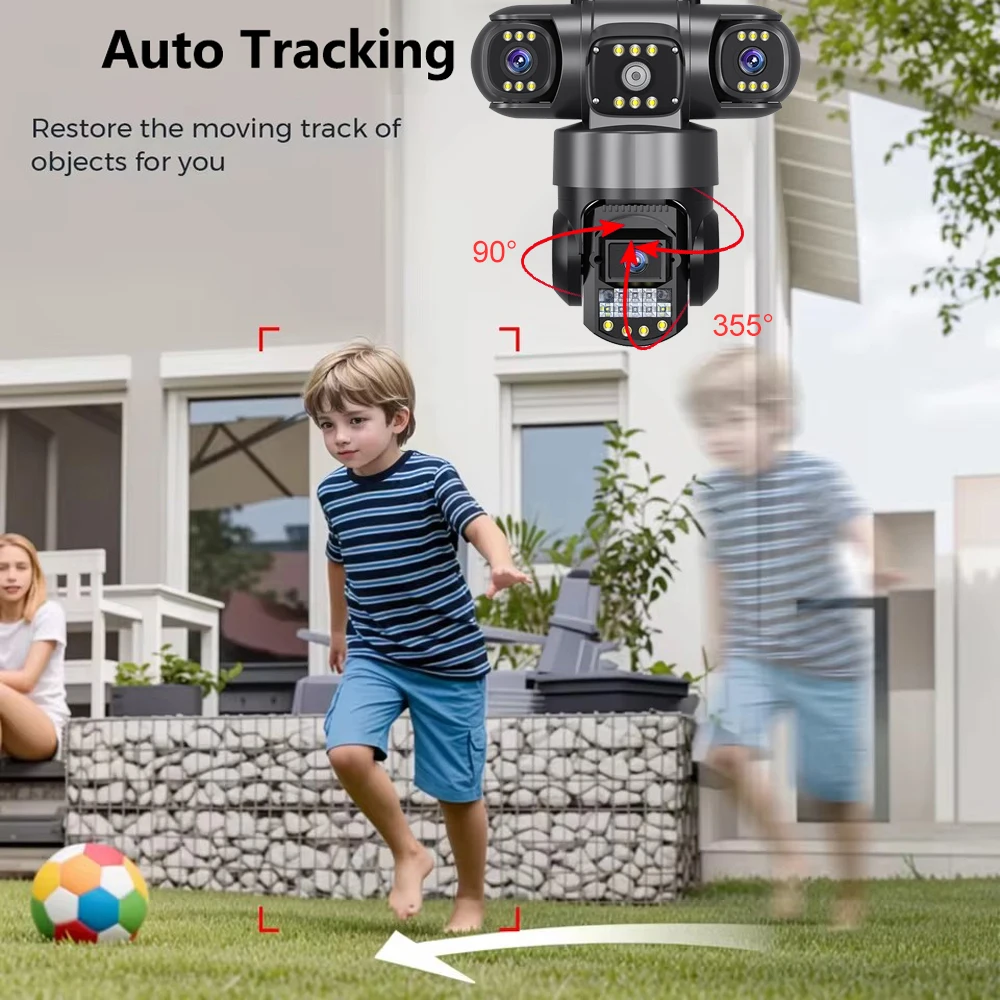 WiFi 보안 카메라 블루투스 무선 CCTV 카메라 15MP HD 나이트 비전 야외 방수 2 웨이 오디오 PTZ 비디오 감시