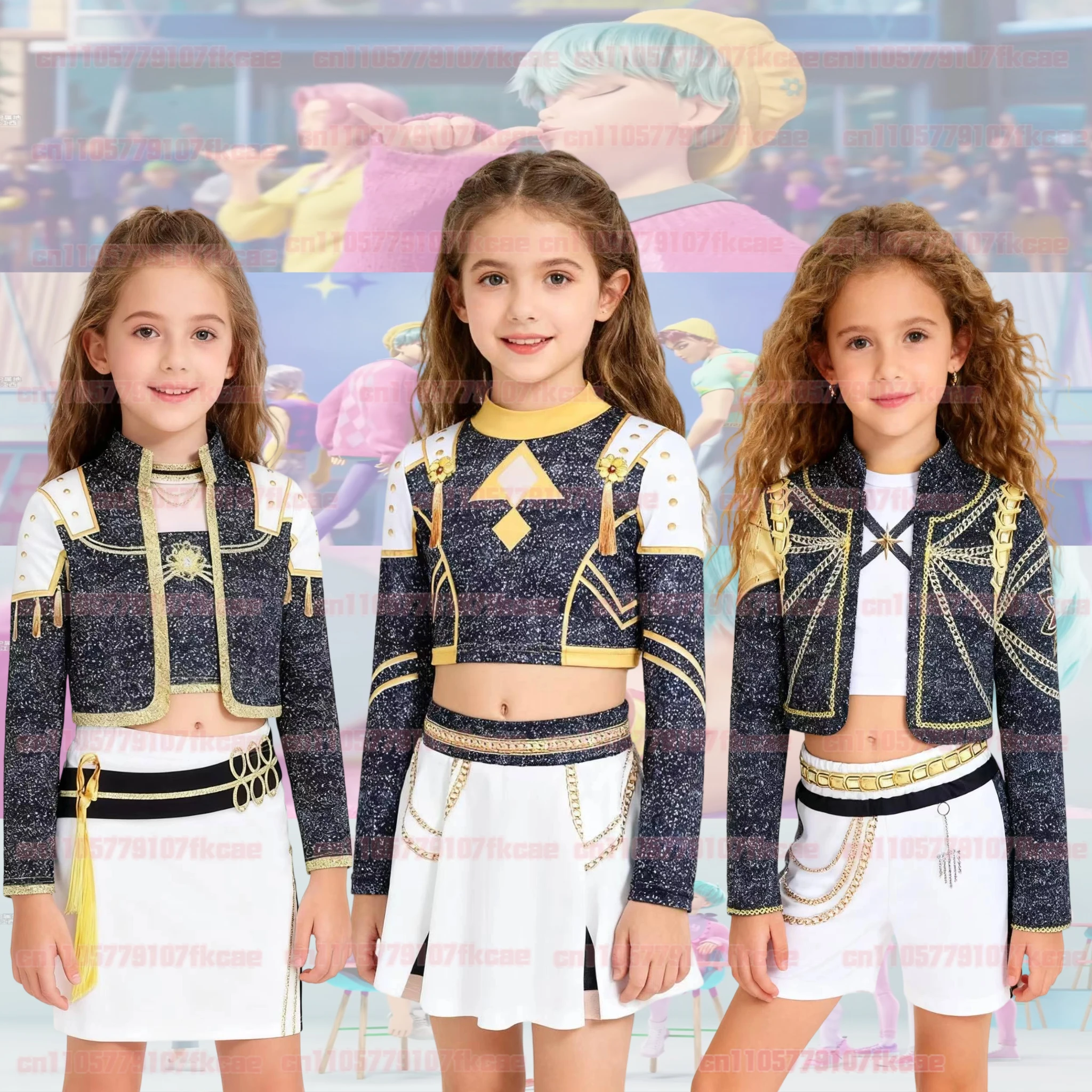 

Kids Girls Rumi Zoey Mira Kpop Cosplay Demon Hunter Costume Printed Roleplay Clothing for Halloween And Carnival