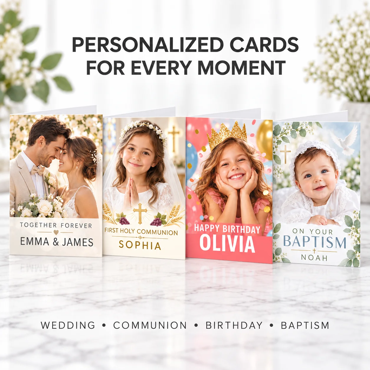 Customized Folding Greeting Cards, Suitable for Weddings, Birthdays, Communions, Baptisms, Various Holidays, and Thank-You Cards, Expanded Size 18* 14cm