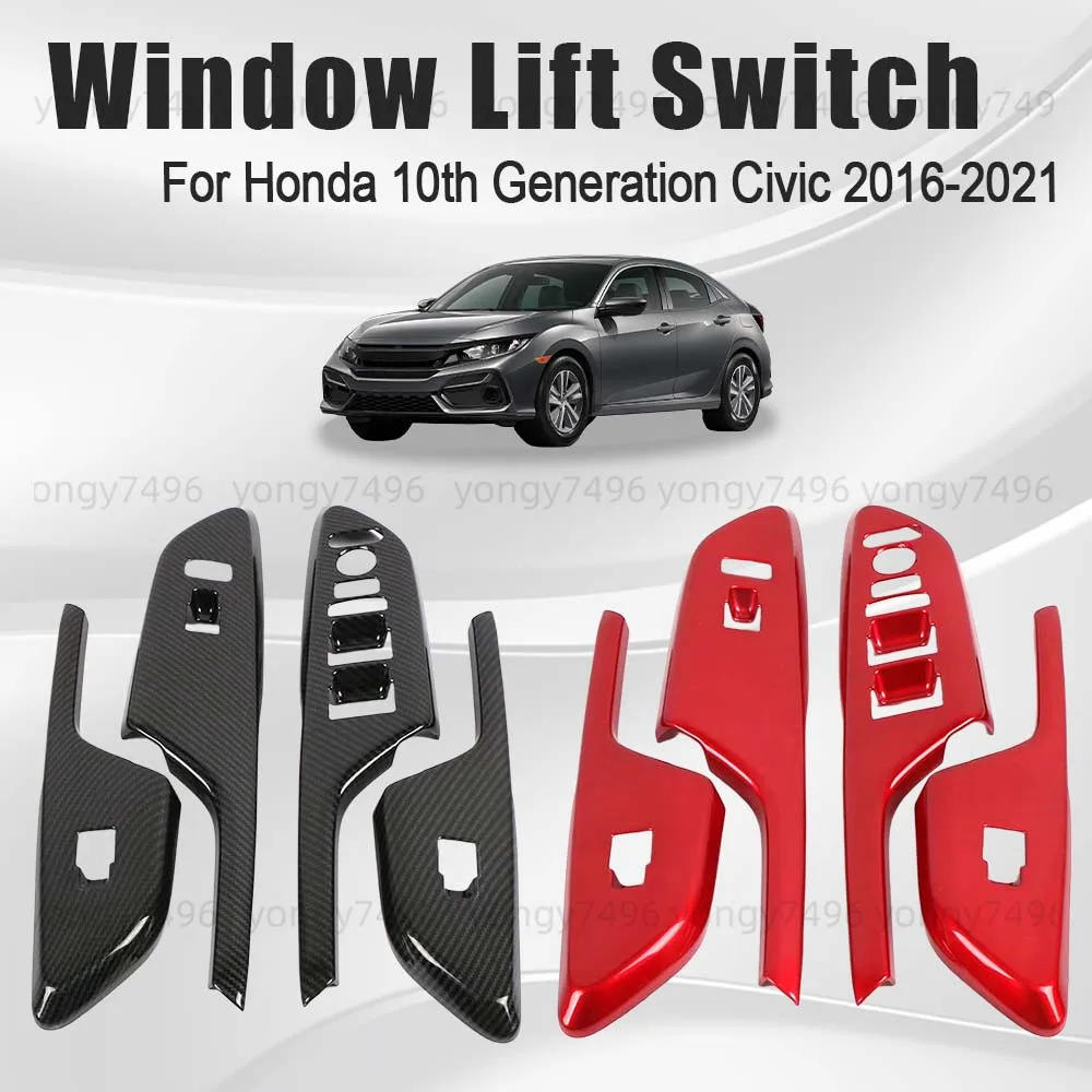 

Window Lift Switch For Honda 10th Generation Civic 2016 2017 2018 2019 2020 2021 Carbon Fiber Red Cars Accessories Decoration