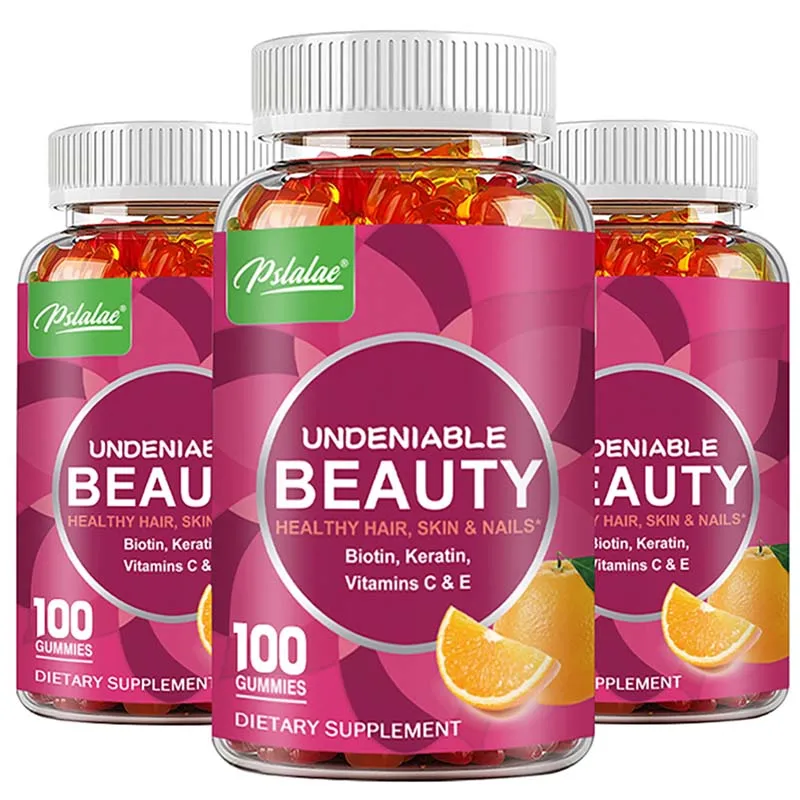 

Beauty Gummies - with Biotin, Keratin - Promotes Hair Growth, Strengthens Weak Nails, Joints & Bones, Anti-Aging, Whitening