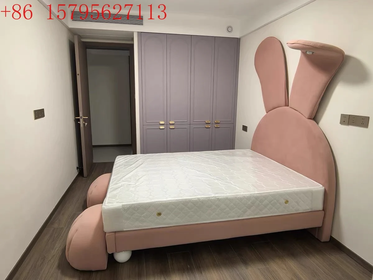 Girl princess bed single big ears rabbit bed simple modern multi-function bed