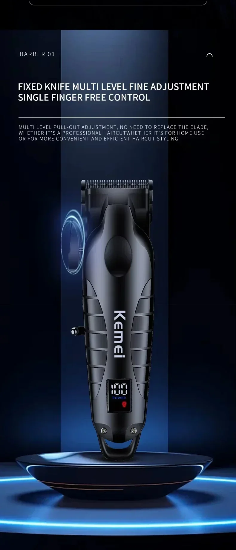 Kemei KM-2290 KM-2293 KM-T95 Neue professionelle Schneidemaschine Elektrorasierer Haarschneider mit LCD-Display Herren-Haarschneidemaschine – Detail 3
