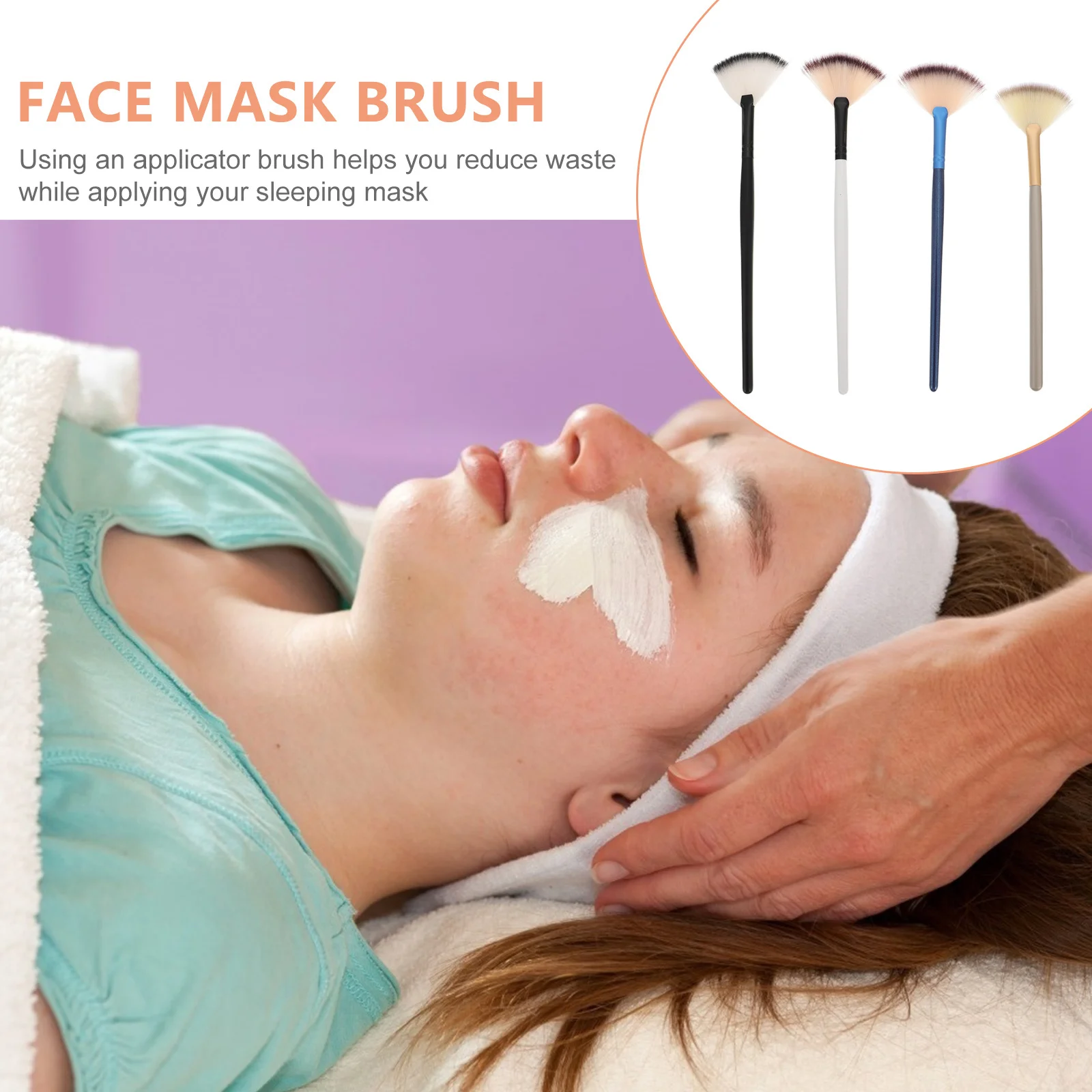 4 Uds. Brochas de maquillaje con forma de abanico, mango de madera, aplicador de mascarilla Facial, herramientas de belleza, amigables con la piel para resaltador y colorete