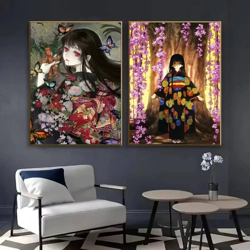 H-Hell Girl Anime Poster Waterproof Sticky Wall Art Print For Bedroom Living Room Hallway Bar Home Decor