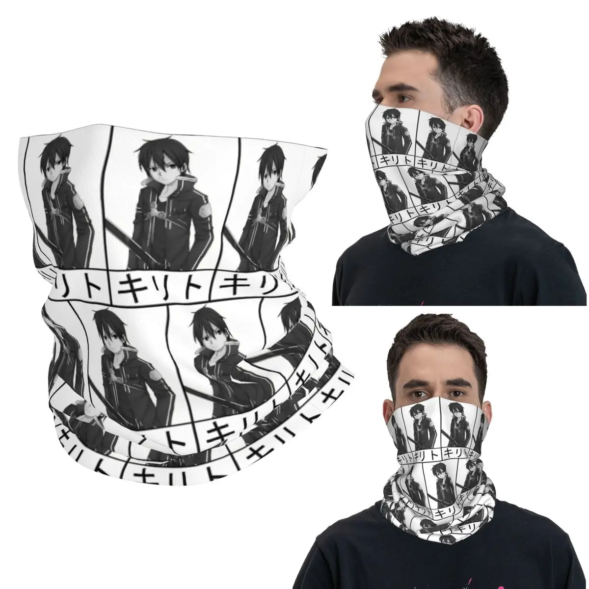 

Бандана-гейтер с логотипом Кирито из аниме/манги, с принтом, волшебный шарф, теплая маска для лица, для активного отдыха, дышащая, для взрослых