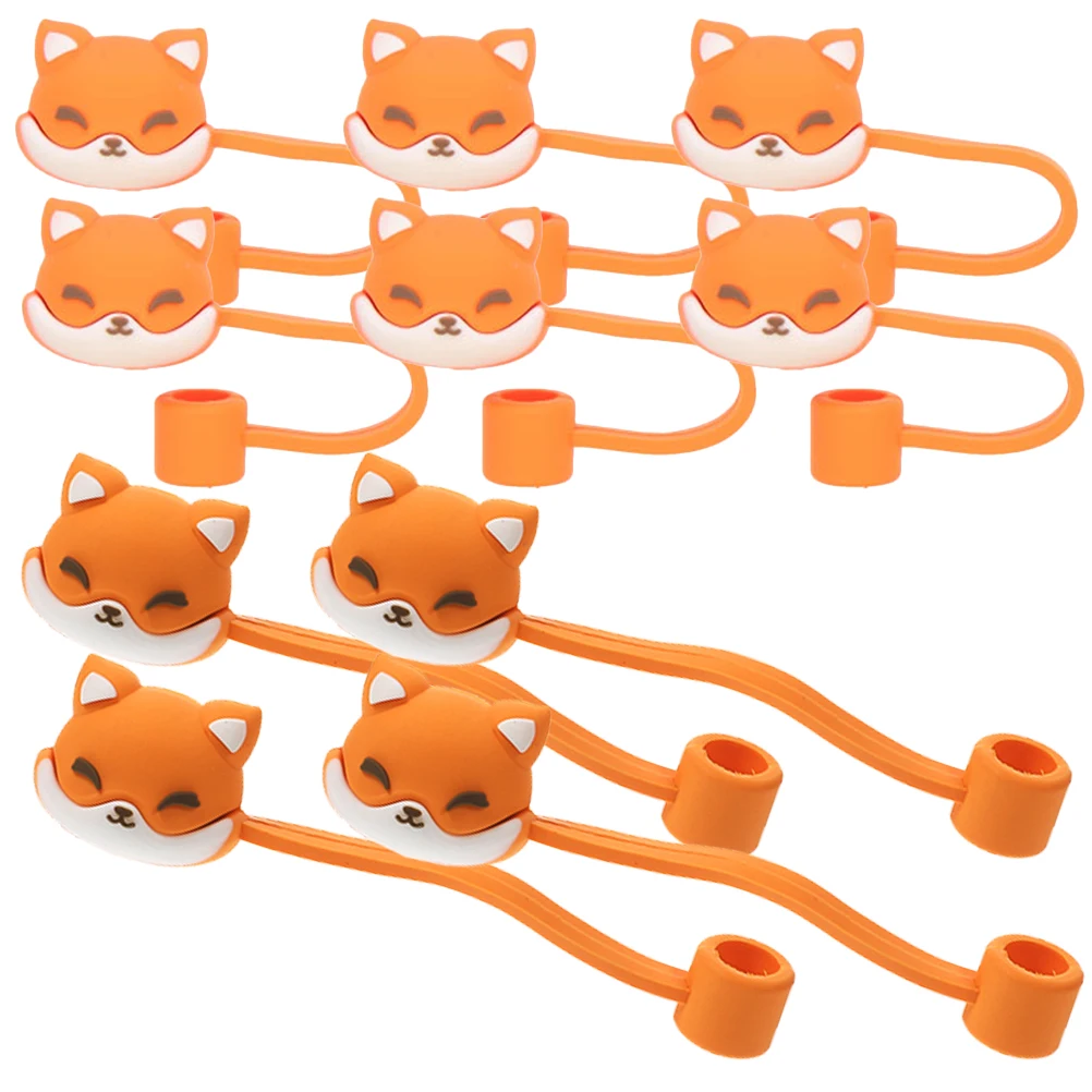 

Fox Straw Cap Silicone Topper Protector Cover Caps Cute Covers Dust Plug Straws