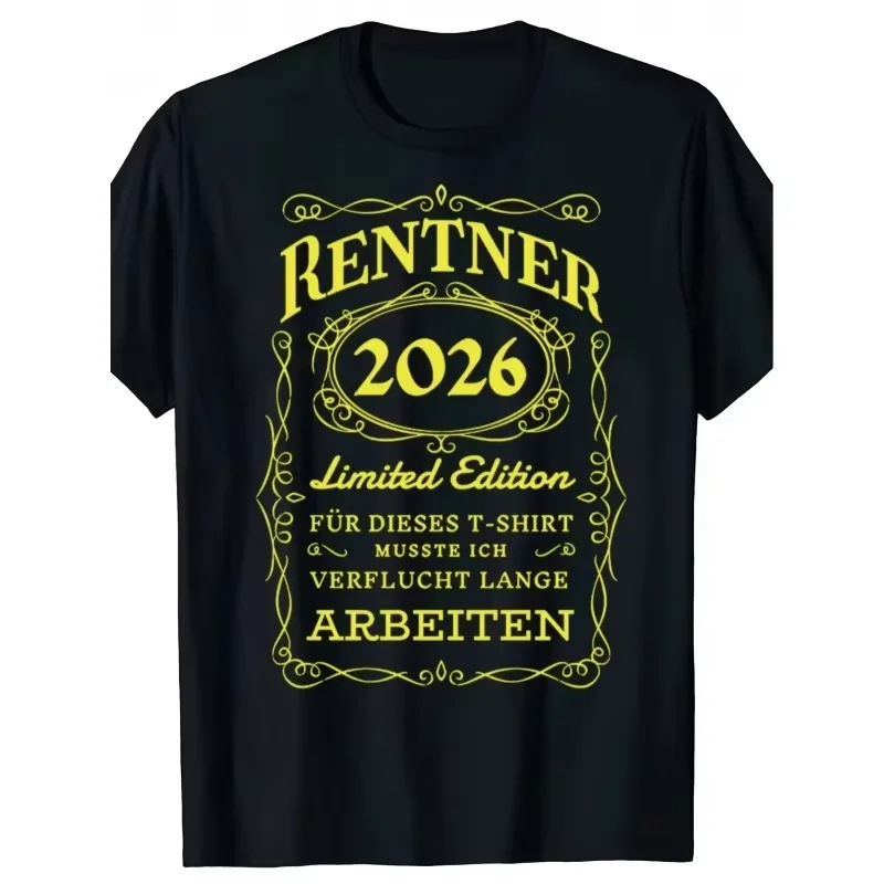 Rentner 2026 Retirement Quote Vintage Frame Print T-shirt Men Women Soft Cotton Short Sleeve Daily Casual Tops
