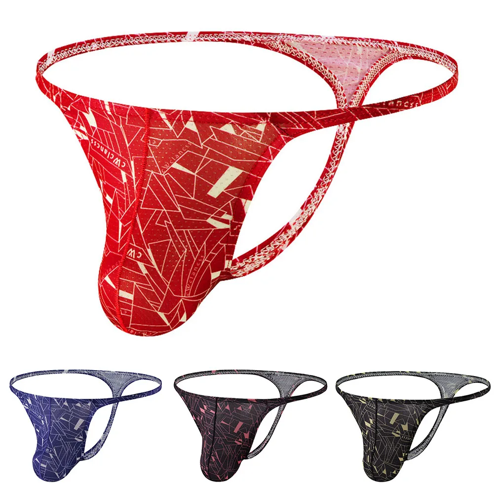 

Mens Print Thong Underwear Tangas Briefs G-string Pouch Low Rise Underpants
