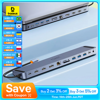Baseus 12-in-1 USB C HUB Stand 4K@60Hz DP Dual HDMI Display 1000Mbps RJ45 Port USB 3.0 5GBPS TF/SD Card Reader 3.5mm Jack Hub