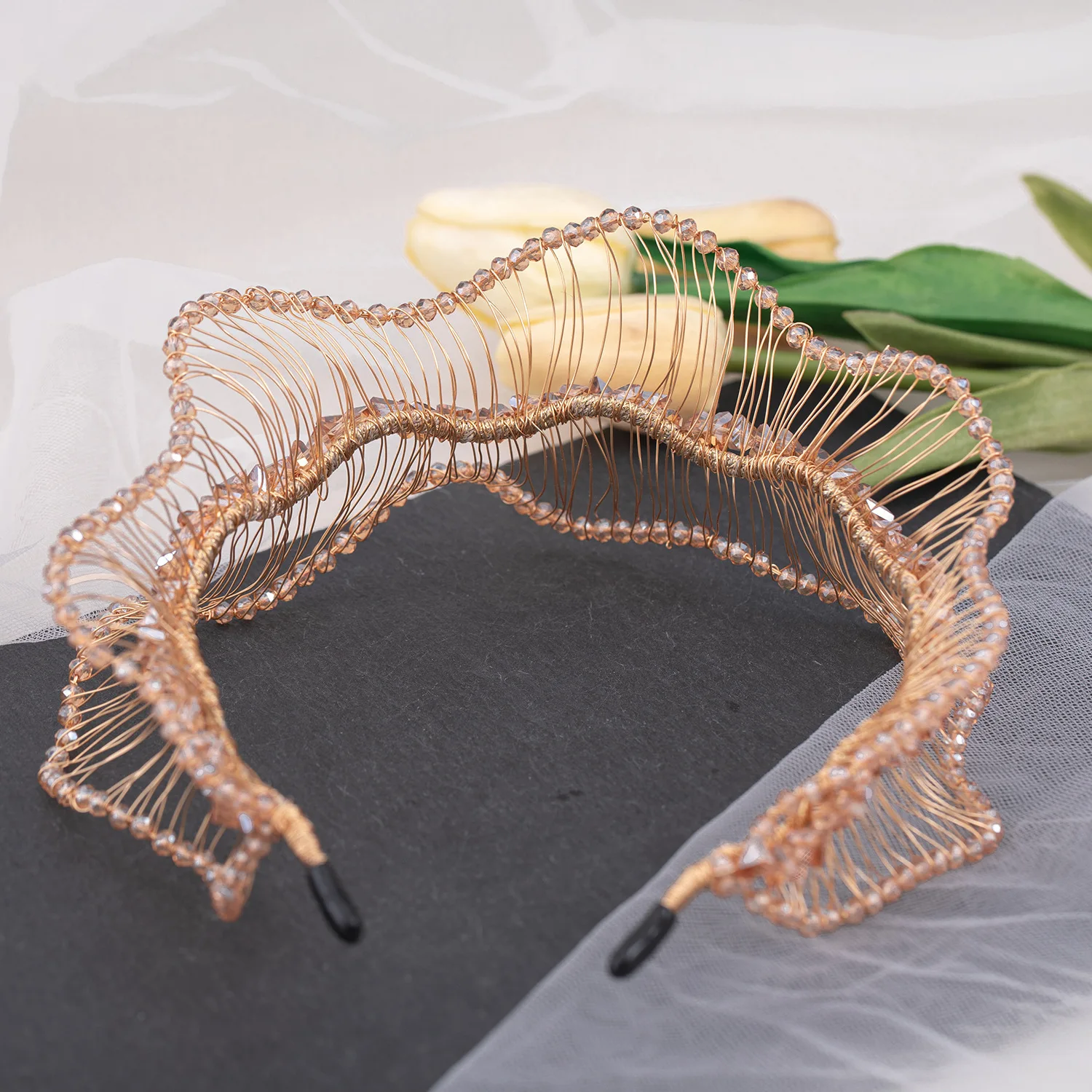 Trendy European And American Heavy Industry Wide-Brim Hair Band Headwear Cross-Border Bride Fashion Hair Band Headband Studio